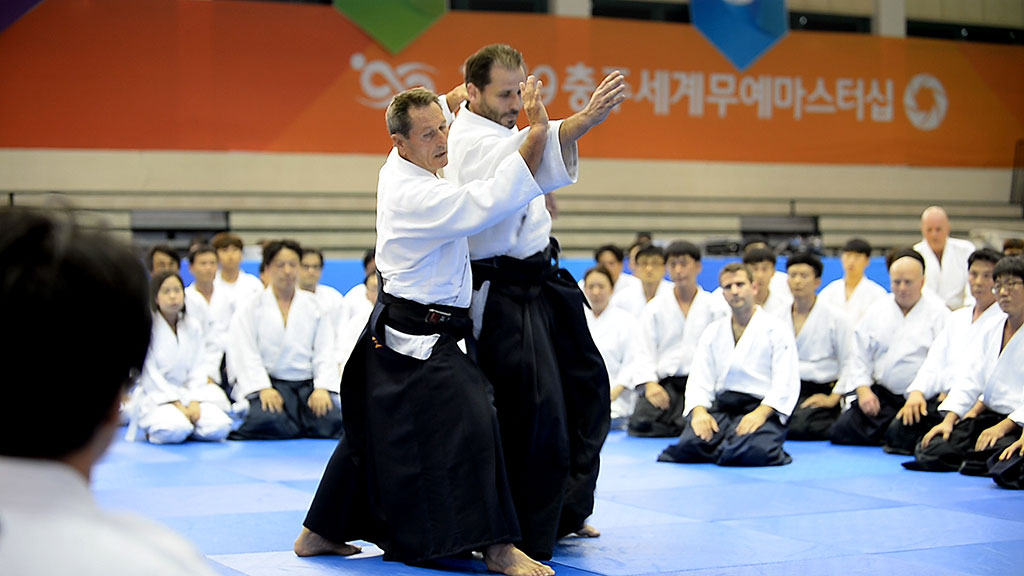 Christian Tissier Shihan teaching in Chungju (uke: Guillaume Erard)